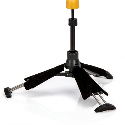 suporte portátil para violino com base trípode e almofadas negras