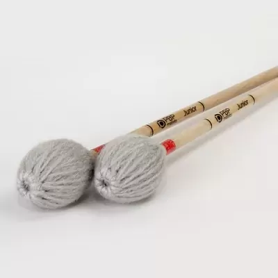 Baquetas de madeira com cabeça de lã cinzenta para percussão