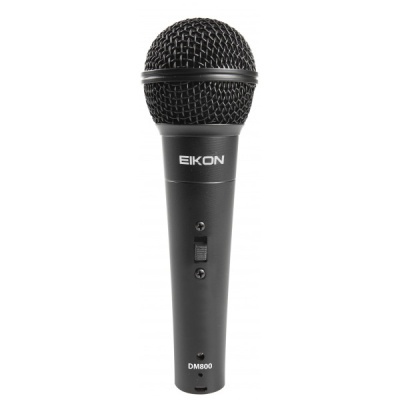 Microfone portátil preto EIKON DM800 com botão deslizante