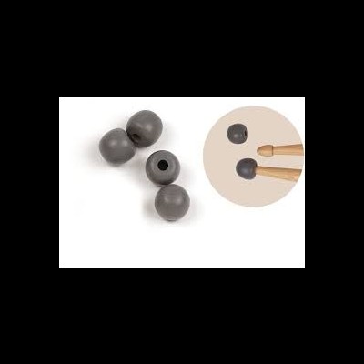 Quatro contas esferas cinzentas com orifício central em fundo branco