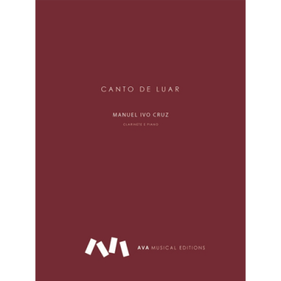 Capa vermelha de partitura musical com texto branco 'CANTO DE LUAR' e nome do autor