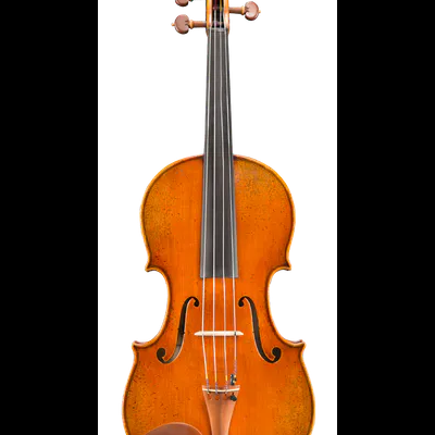 Violino de madeira alaranjado com quatro cordas