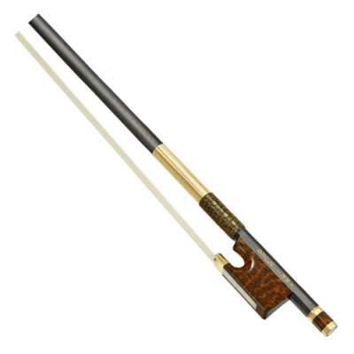 Arco para violino com madeira, metal dourado e crina branca