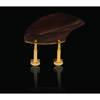 Apoio para queixo de violino em madeira escura com parafusos dourados