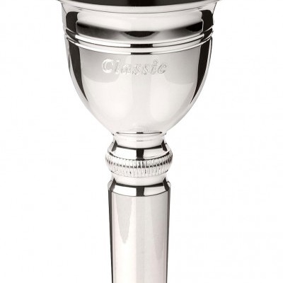 Bocal de trompete cromado com texto Classic