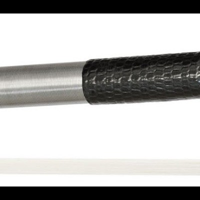 Arco para violino com madeira preta e detalhes metálicos prateados