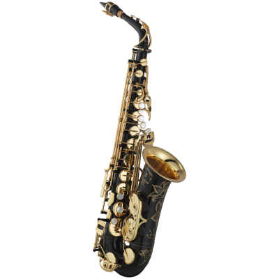 Saxofone tenor preto com detalhes dourados