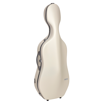 Estojo rígido creme para violoncelo com alça e fechos metálicos