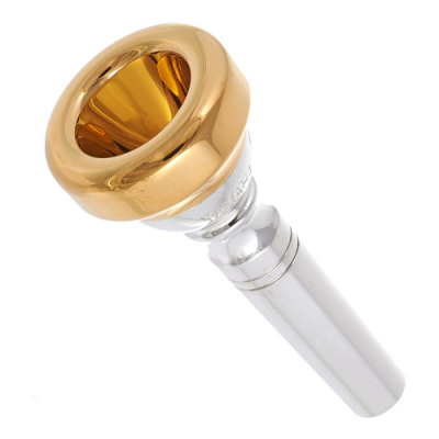 Bocal de metal prateado com campânula dourada para instrumento de sopro