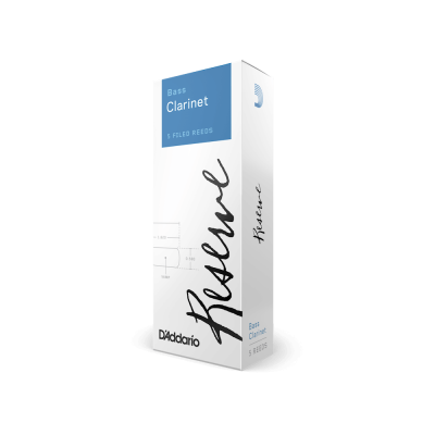 Embalagem de palhetas para clarinete baixo D'Addario Reserve branca e azul