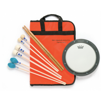 Estojo de transporte laranja com baquetas e prática pad de bateria Remo