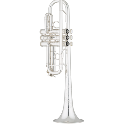 Trompete prateado com três pistões