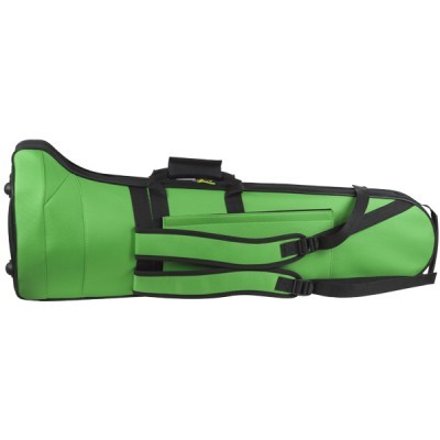 Estojo rígido verde com alças pretas para instrumento musical