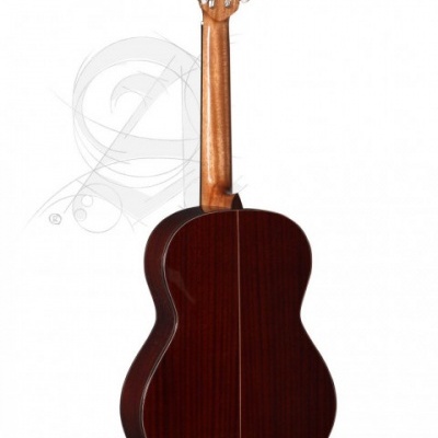 Guitarra clássica de madeira vista de trás