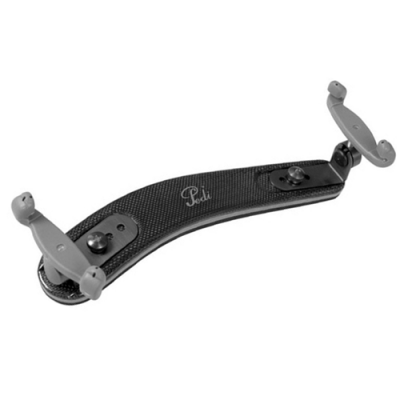 Suporte para violino ou viola Bodi preto com textura carbono e suportes ajustáveis.