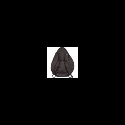 Mochila preta com alças ajustáveis e pegas reforçadas vista de costas