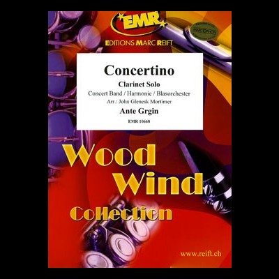 Capa de folha musical para clarinete solo com design vermelho e roxo.