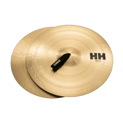 Par de pratos de percussão dourados com texto HH Violent e logotipo SABIAN