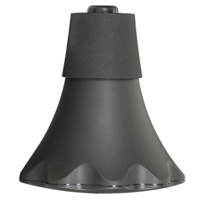 Peça plástica preta com base ondulada e parte superior cinza escuro