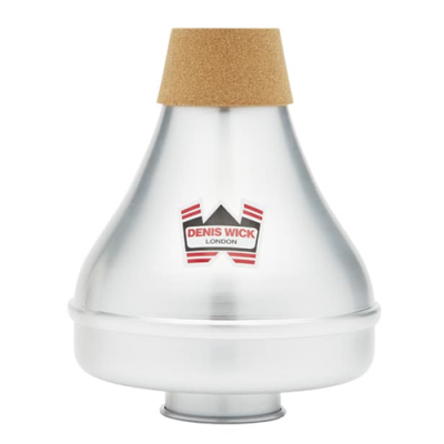 Surdina metálica com bocal de cortiça e etiqueta DENIS WICK LONDON