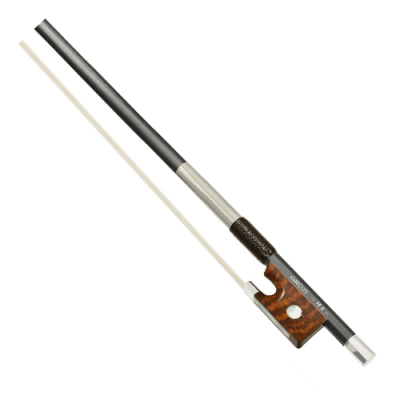 Arco para violino com madeira escura, empunhadura preta e crina branca com inscrição LEGEND 4/4 VL 7