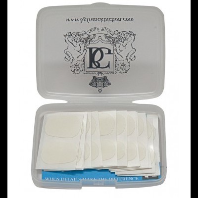 Estojo plástico transparente com adesivos autocolantes brancos