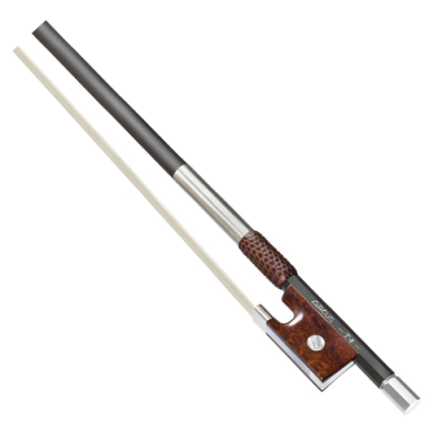 Arco para violino com vara preta e empunhadura castanha