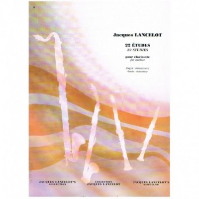 Capa de livro com título e imagens estilizadas de três clarinetes brancas sobre fundo laranja