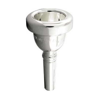 Bocal de metal polido para instrumento de sopro com texto gravado