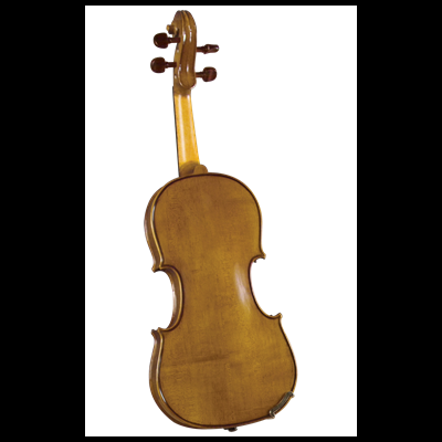 Viola de madeira castanha clara com cravelhas no cabeçote