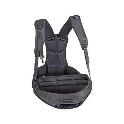 Arnês de suporte preto acolchoado com alças ajustáveis