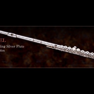 Flauta prata artesanal DS MODELS com texto promocional em fundo escuro