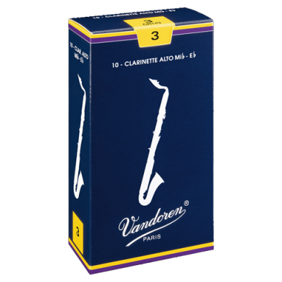 Embalagem azul de palhetas para clarinete alto Vandoren Paris grau 3