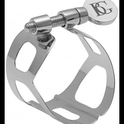 Abraçadeira metálica cromada para instrumento musical com gravação BG