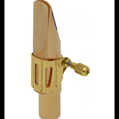 Palheta para saxofone com suporte dourado