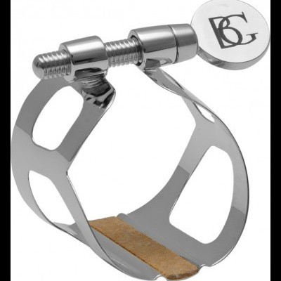 Abraçadeira de metal cromado para instrumento musical com parafuso ajustável e gravação BG