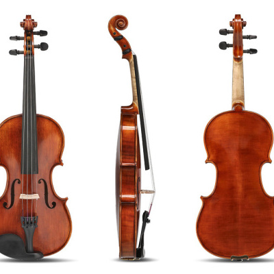 Violino clássico em três ângulos sobre fundo branco