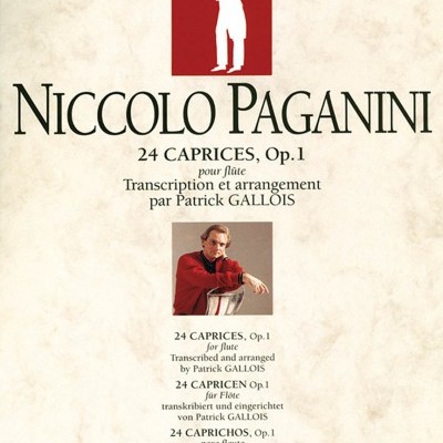 Capa de partitura musical 'NICCOLO PAGANINI 24 CAPRICES, Op.1' para flauta com transcrição e arranjo de Patrick Gallois