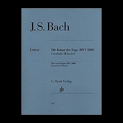 Capa de livro azul com texto preto sobre música de J. S. Bach