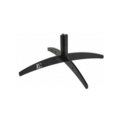 Base de suporte preta com quatro pernas arqueadas e logotipo KS