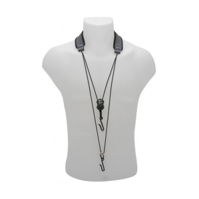 Colar suspenso para instrumentos com almofadas cinzento e cordões pretos com ganchos