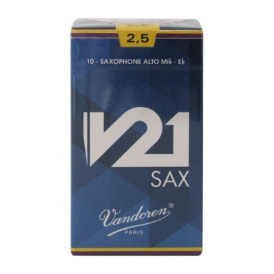 Embalagem azul para palhetas de saxofone alto Vandoren V21 SAX tamanho 2,5