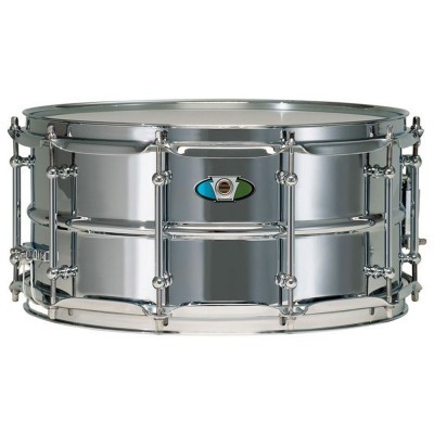 Tarola metálica prateada com aro e ilhós cromados