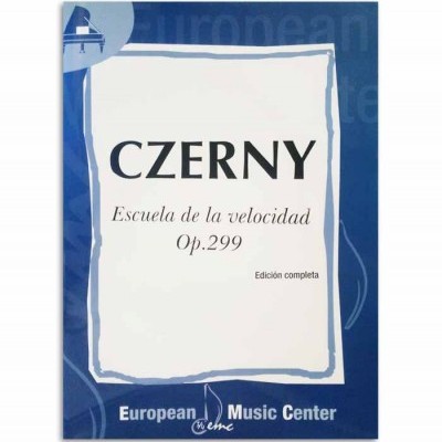 Livro de música CZERNY Op.299 com capa azul e branca