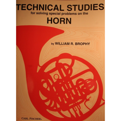 Capa de livro TECHNICAL STUDIES for solving special problems on the HORN com imagem de trompa vermelha.