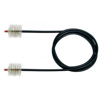 Escova dupla com cabo preto e cerdas brancas