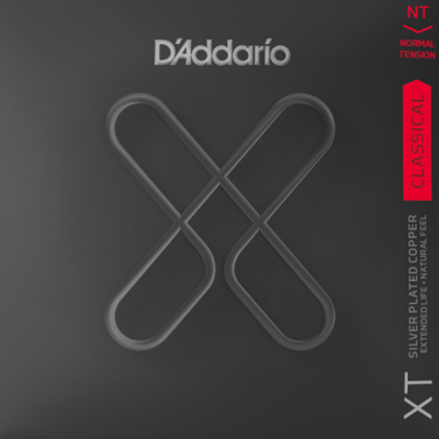 Embalagem preta de cordas para guitarra clássica D'Addario XT com design X translúcido