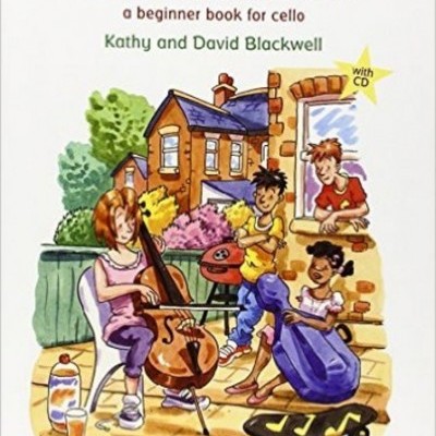 Capa de livro com crianças e violoncelo em ilustração colorida