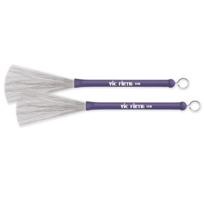 Par de escovas de metal para bateria Vic Firth HB com cabo roxo e cerdas finas