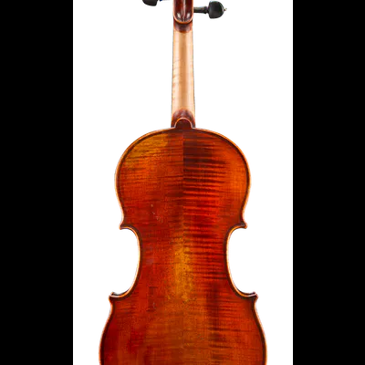 Violino de madeira visto de costas